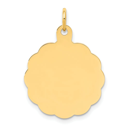 14k Yellow Gold 14k .011 Gauge Engravable Scalloped Disc Charm