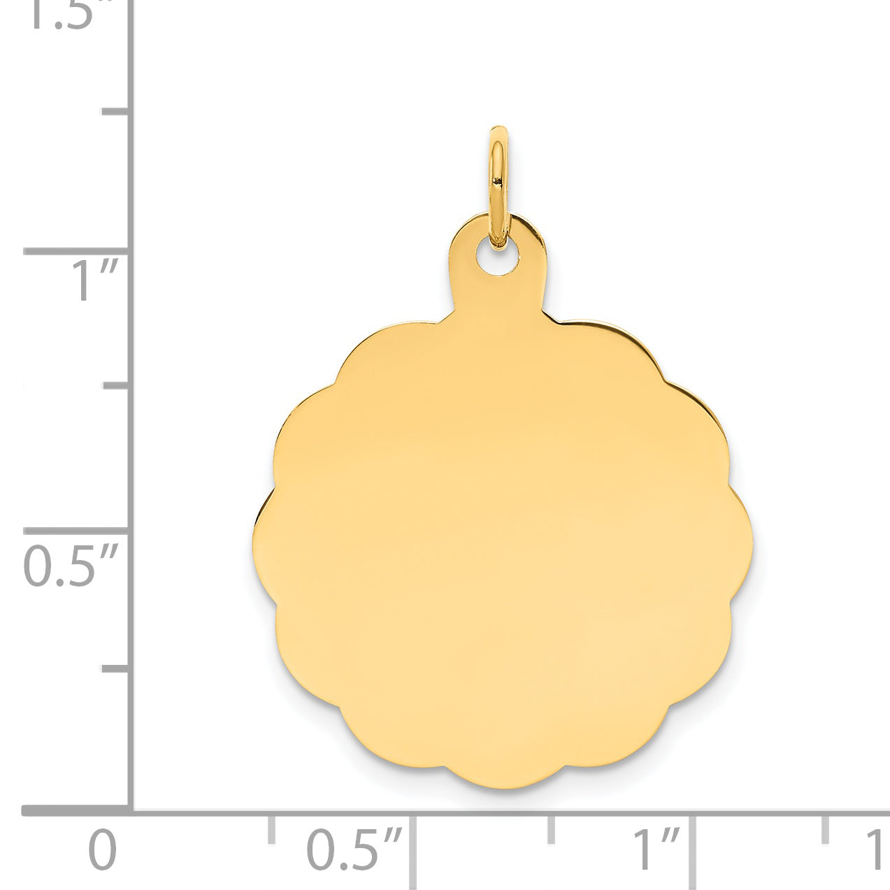 14k Yellow Gold 14k .027 Gauge Engravable Scalloped Disc Charm