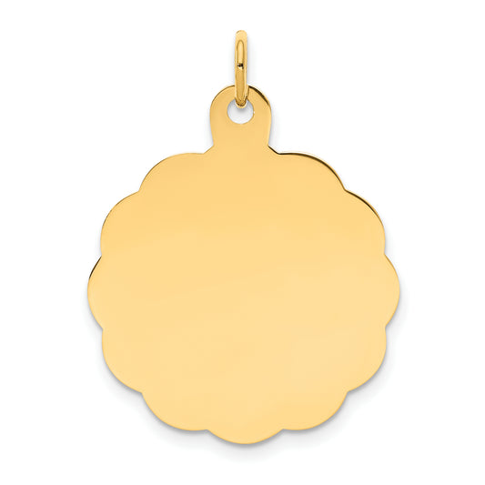 14k Yellow Gold 14k .018 Gauge Engravable Scalloped Disc Charm