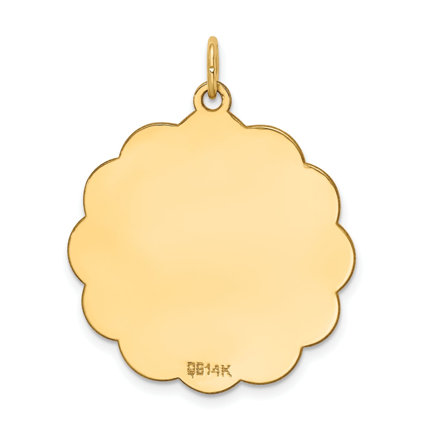 14k Yellow Gold 14k .013 Gauge Engravable Scalloped Disc Charm