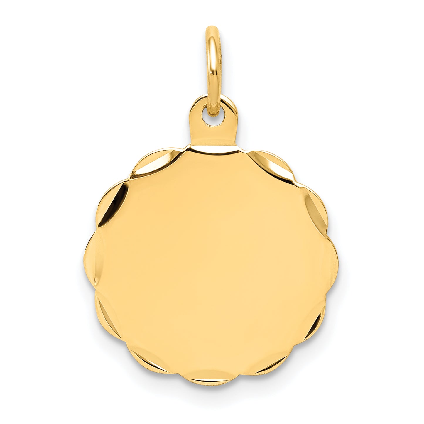 14k Yellow Gold 14k .018 Gauge Engravable Scalloped Disc Charm