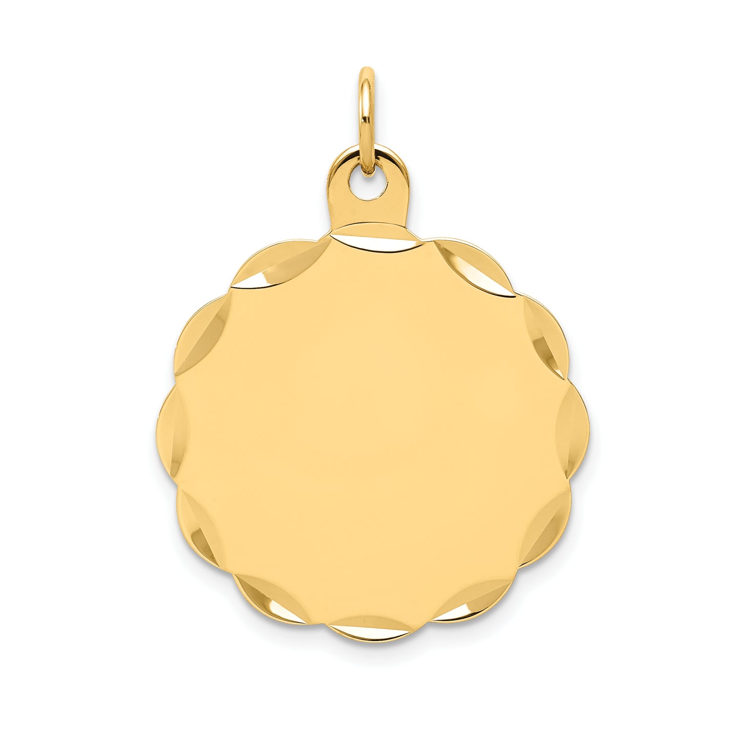 14k Yellow Gold 14k .018 Gauge Engravable Scalloped Disc Charm