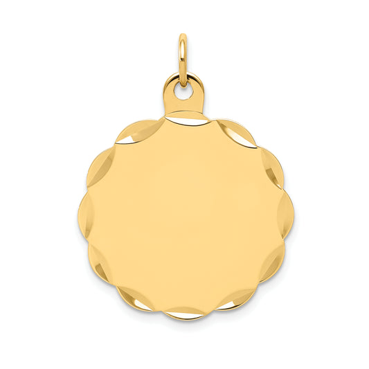 14k Yellow Gold 14k .035 Gauge Engravable Scalloped Disc Charm