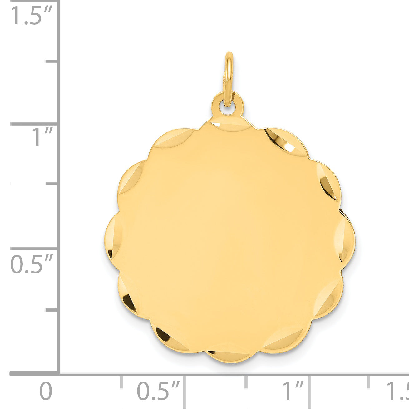 14k Yellow Gold 14k .018 Gauge Engravable Scalloped Disc Charm