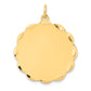 14k Yellow Gold 14k .018 Gauge Engravable Scalloped Disc Charm