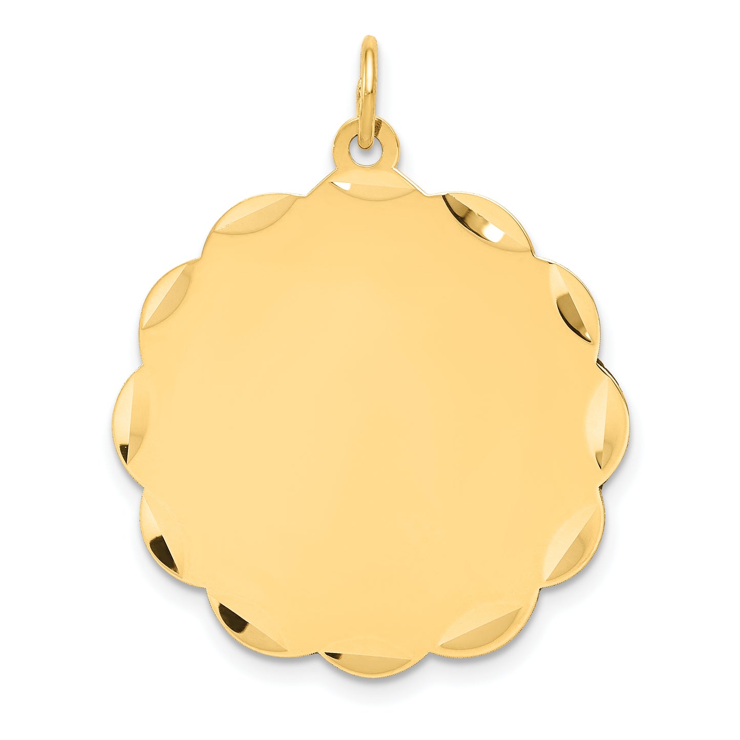 14k Yellow Gold 14k .018 Gauge Engravable Scalloped Disc Charm