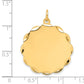 14k Yellow Gold 14k .018 Gauge Engravable Scalloped Disc Charm