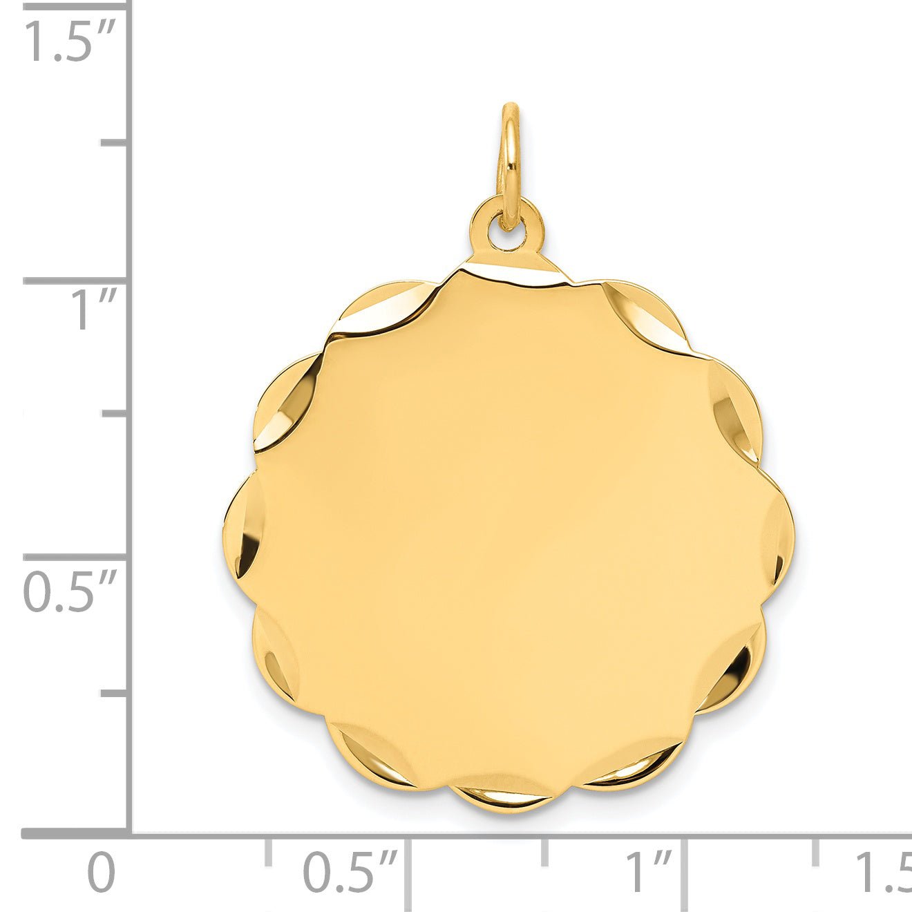 14k Yellow Gold 14k .018 Gauge Engravable Scalloped Disc Charm