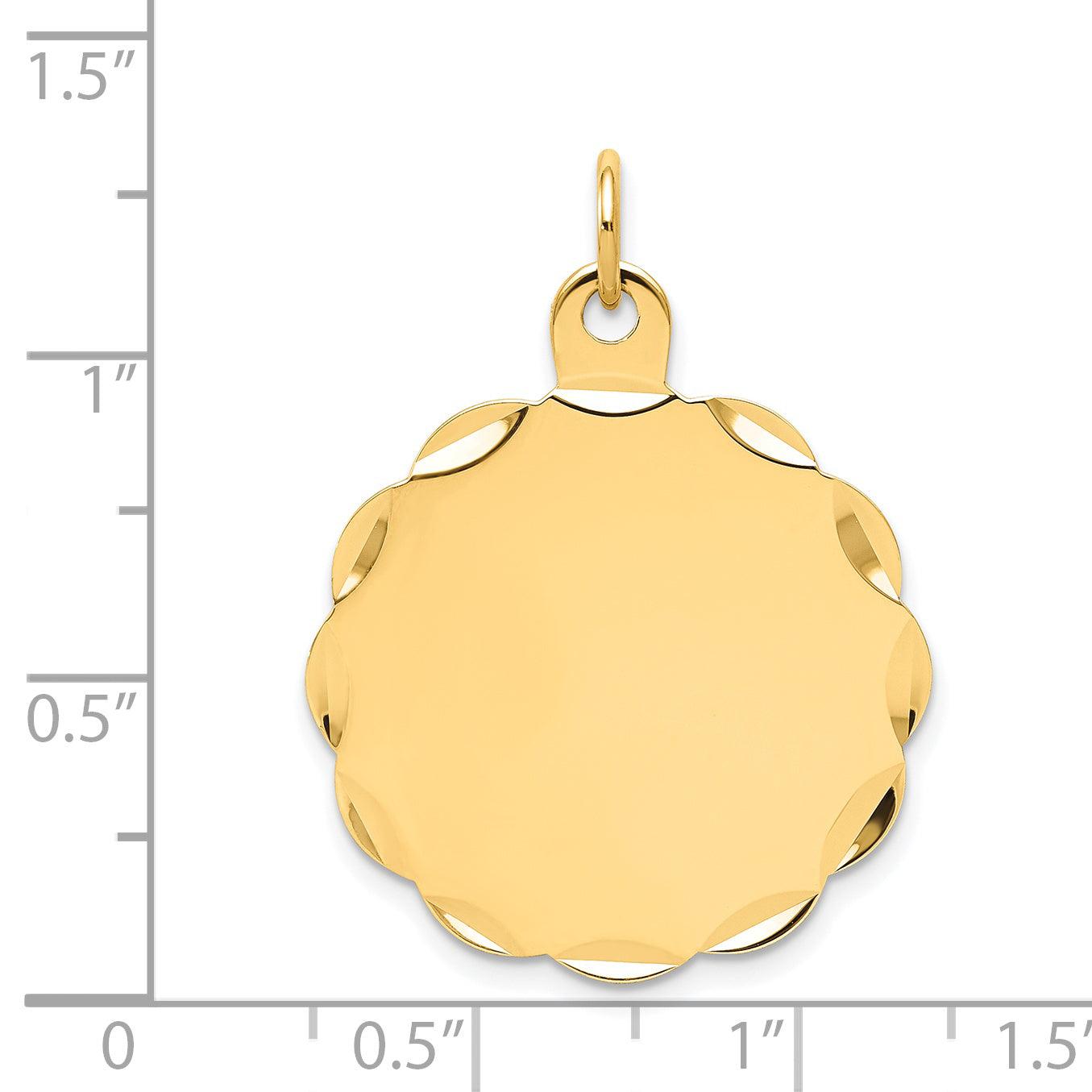 14k Yellow Gold 14k .011 Gauge Engravable Scalloped Disc Charm