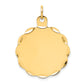 14k Yellow Gold 14k .011 Gauge Engravable Scalloped Disc Charm