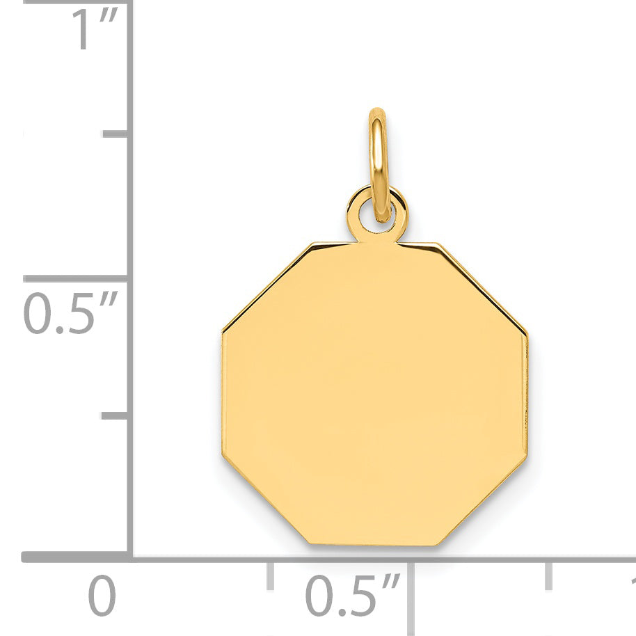 14k Yellow Gold 14k Plain .027 Gauge Engravable Octagonal Disc Charm