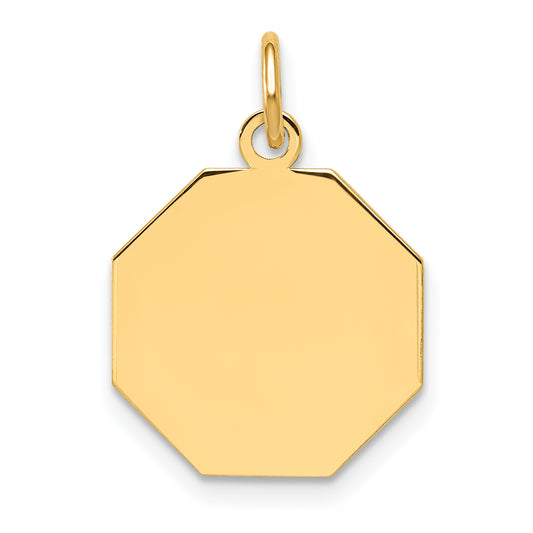 14k Yellow Gold 14k Plain .013 Gauge Engravable Octagonal Disc Charm