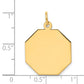 14k Yellow Gold 14k Plain .009 Gauge Engravable Octagonal Disc Charm