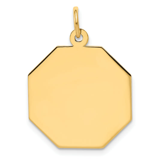 14k Yellow Gold 14k Plain .009 Gauge Engravable Octagonal Disc Charm