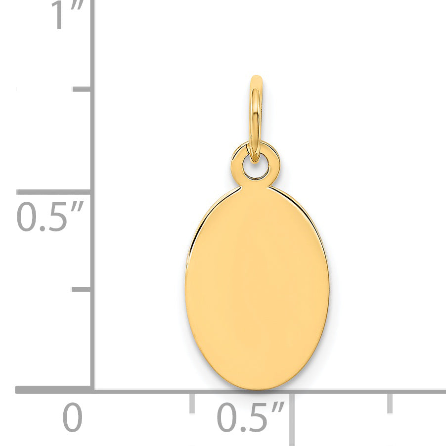 14k Yellow Gold 14k Plain .027 Gauge Engravable Oval Disc Charm