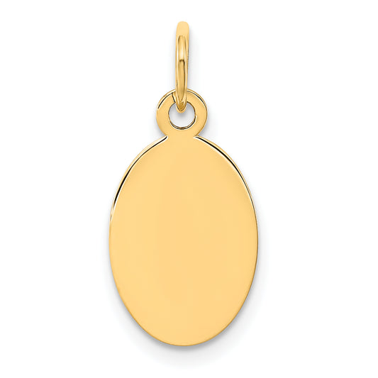 14k Yellow Gold 14k Plain .027 Gauge Engravable Oval Disc Charm