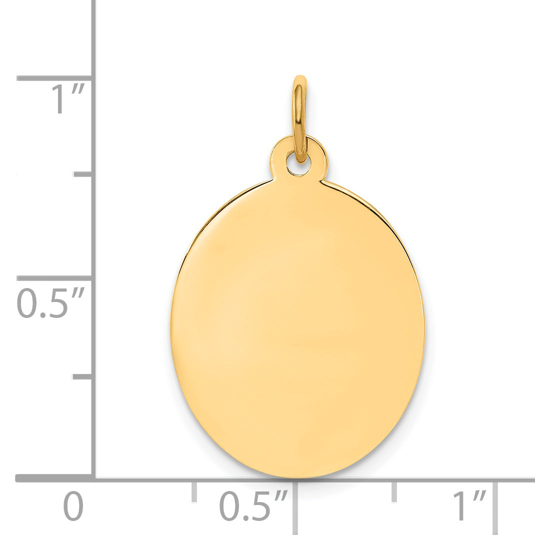 14k Yellow Gold 14k Plain .009 Gauge Engravable Oval Disc Charm