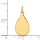 14k Yellow Gold 14k Plain .018 Gauge Engravable Raindrop Disc Charm