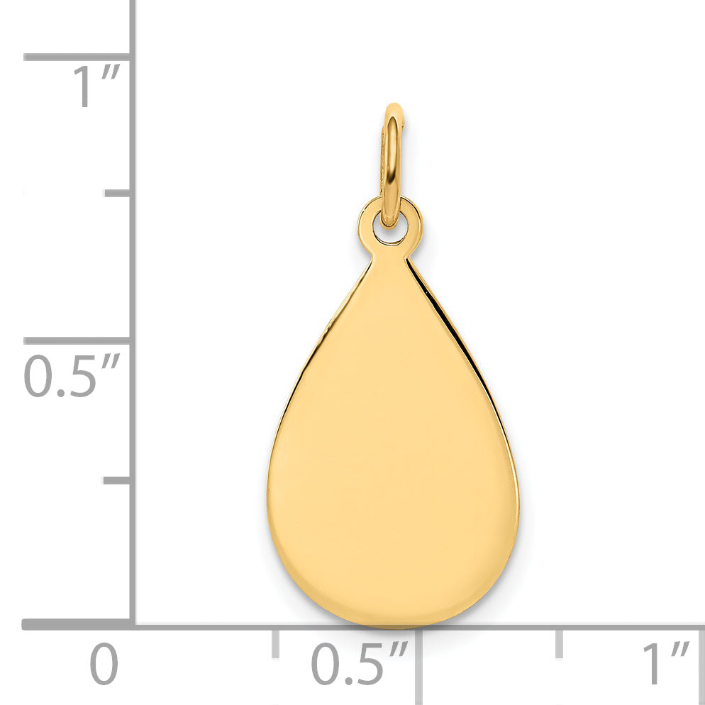 14k Yellow Gold 14k Plain .018 Gauge Engravable Raindrop Disc Charm