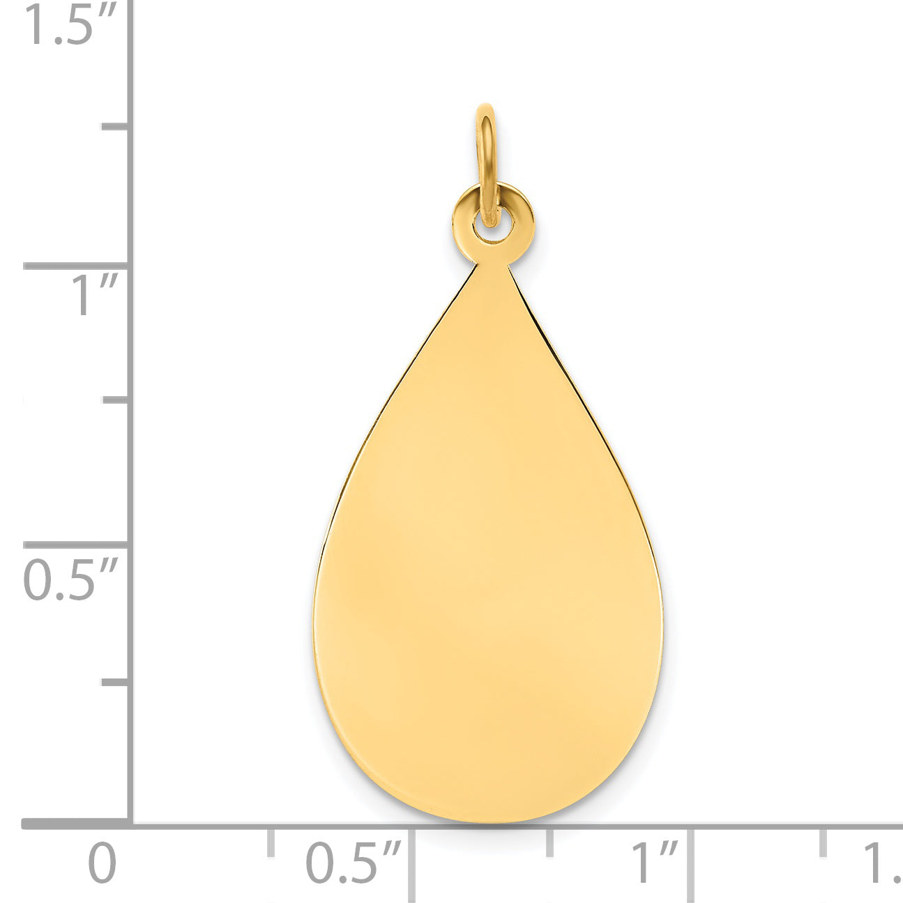 14k Yellow Gold 14k Plain .018 Gauge Engravable Raindrop Disc Charm