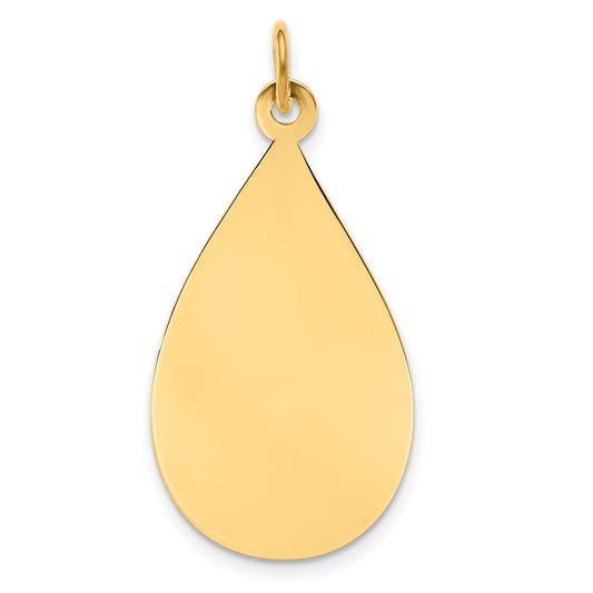 14k Yellow Gold 14k Plain .009 Gauge Engravable Raindrop Disc Charm