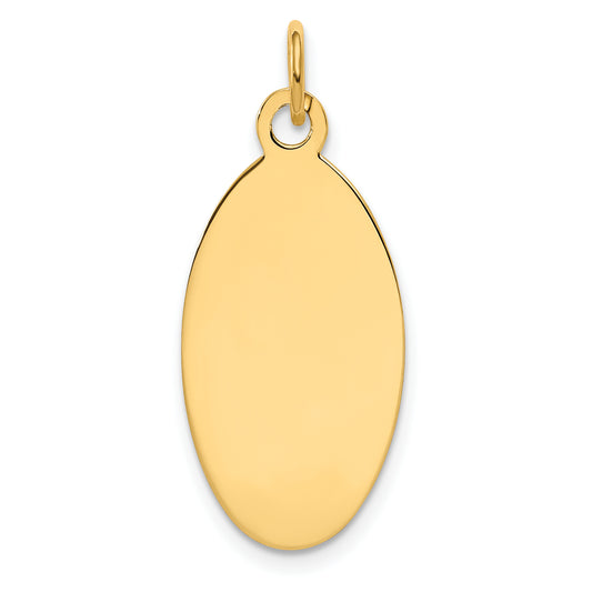 14k Yellow Gold 14k Plain .018 Gauge Engravable Elliptical Disc Charm