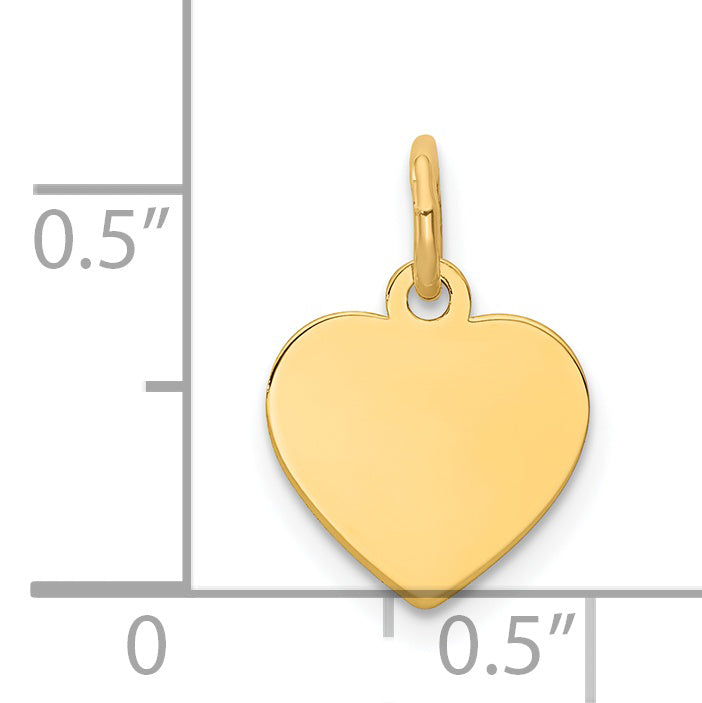 14k Yellow Gold 14k Plain .027 Gauge Engravable Heart Disc Charm