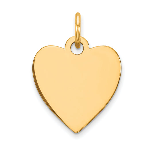 14k Yellow Gold 14k Plain .027 Gauge Engravable Heart Disc Charm