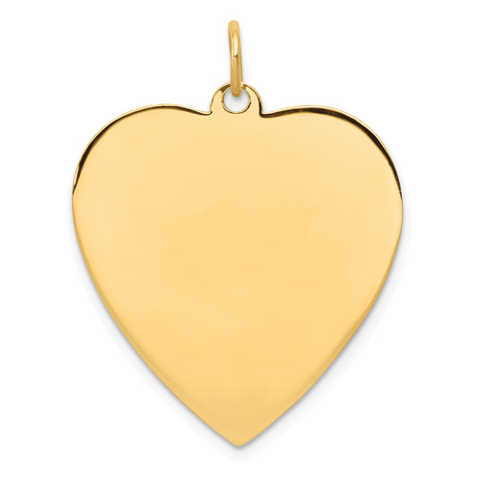 14k Yellow Gold 14k Plain .013 Gauge Engravable Heart Disc Charm