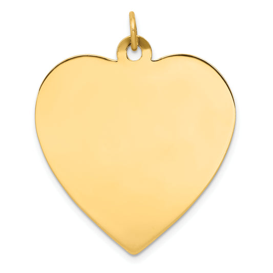 14k Yellow Gold 14k Plain .013 Gauge Engravable Heart Disc Charm