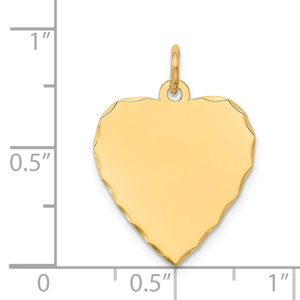 14k Yellow Gold 14k Etched .013 Gauge Engravable Heart Disc Charm