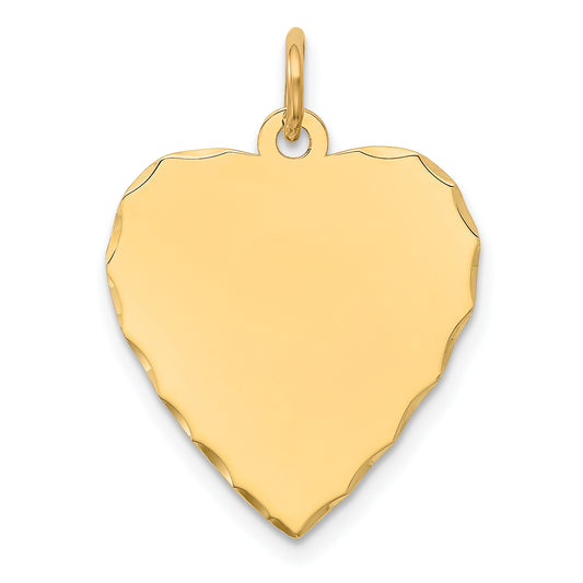 14k Yellow Gold 14k Etched .013 Gauge Engravable Heart Disc Charm