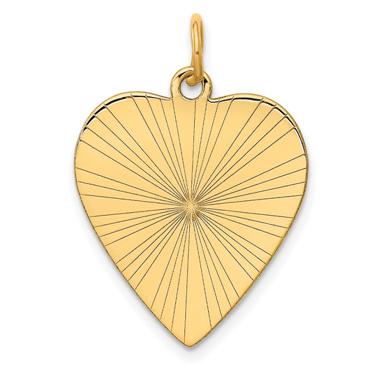 14k Yellow Gold 14k Etched .018 Gauge Engravable Heart Disc Charm