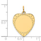 14k Yellow Gold 14k Etched .018 Gauge Engravable Heart Disc Charm