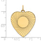 14k Yellow Gold 14k Etched .018 Gauge Engravable Heart Disc Charm