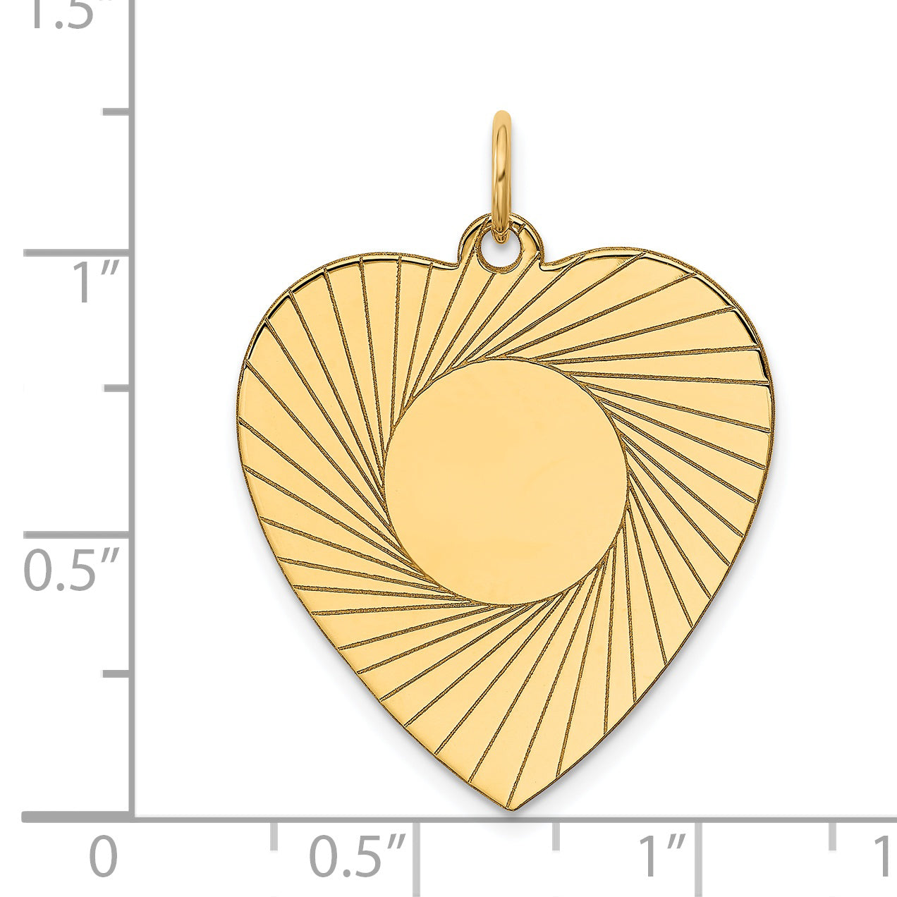 14k Yellow Gold 14k Etched .018 Gauge Engravable Heart Disc Charm