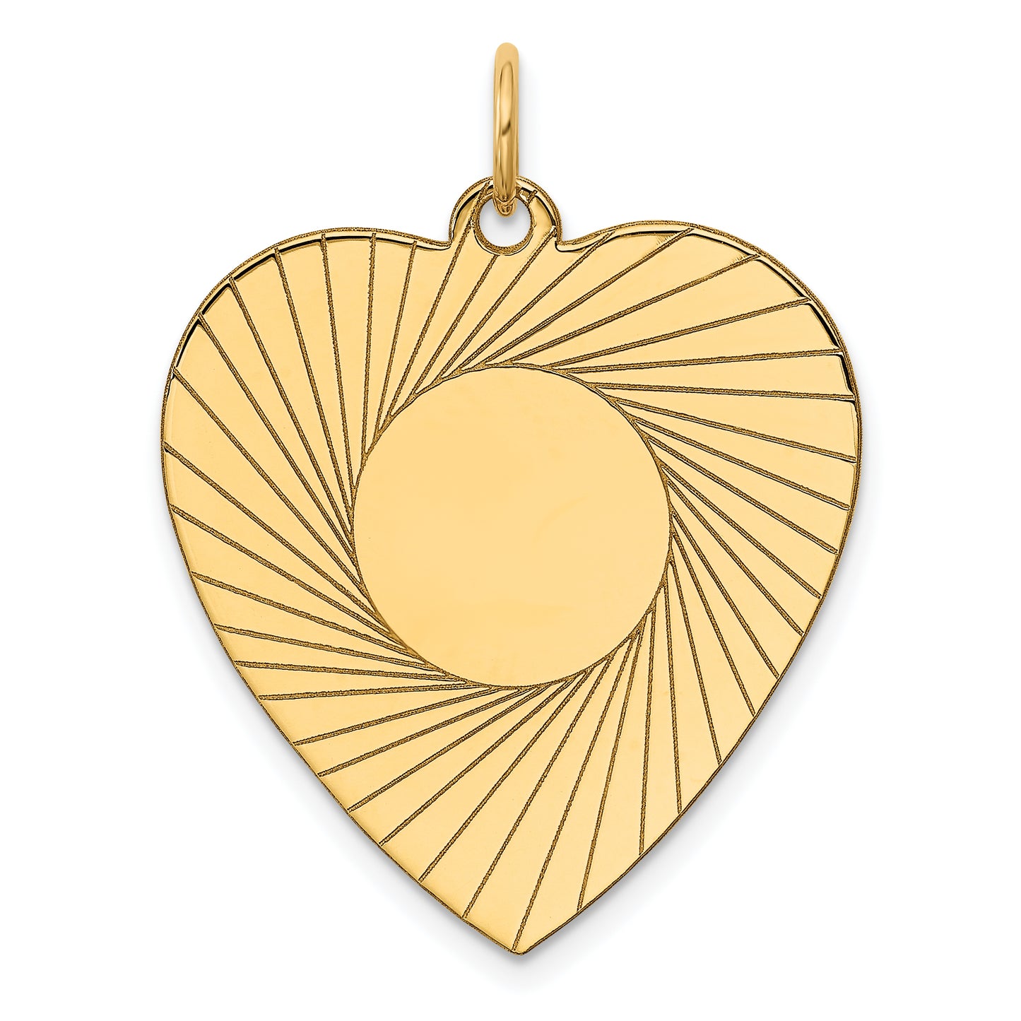 14k Yellow Gold 14k Etched .018 Gauge Engravable Heart Disc Charm