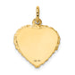 14k Yellow Gold 14k Polished .013 Gauge Engravable Heart with Rope Disc Charm