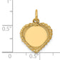 14k Yellow Gold 14k Polished .013 Gauge Engravable Heart with Rope Disc Charm