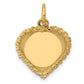 14k Yellow Gold 14k Polished .013 Gauge Engravable Heart with Rope Disc Charm