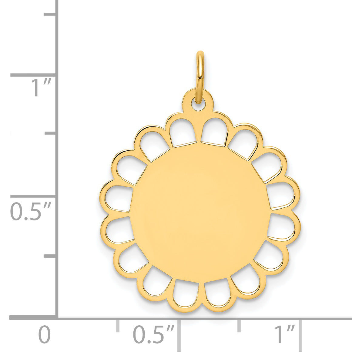 14k Yellow Gold 14k Plain .011 Gauge Engravable Flower Disc Charm