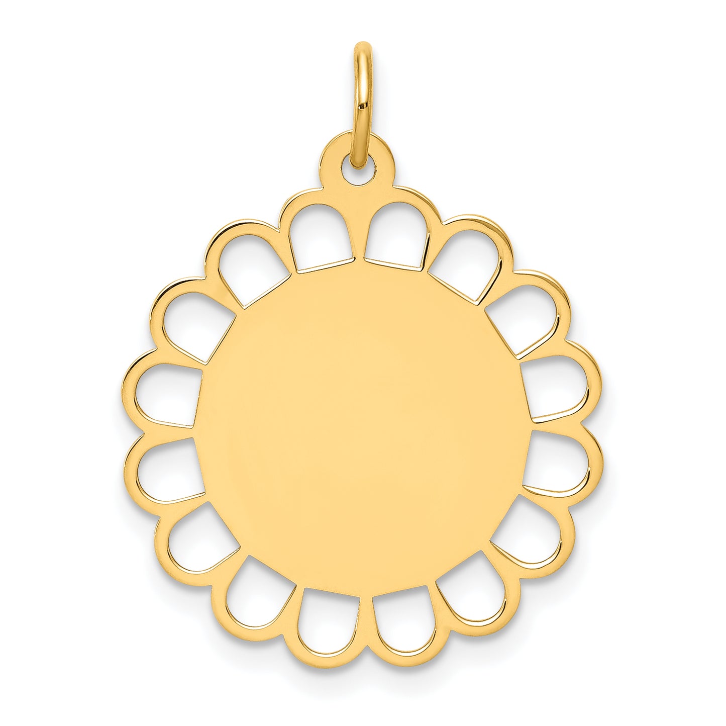 14k Yellow Gold 14k Plain .011 Gauge Engravable Flower Disc Charm