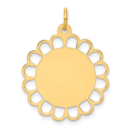 14k Yellow Gold 14k Plain .011 Gauge Engravable Flower Disc Charm