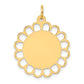 14k Yellow Gold 14k Plain .013 Gauge Engravable Flower Disc Charm