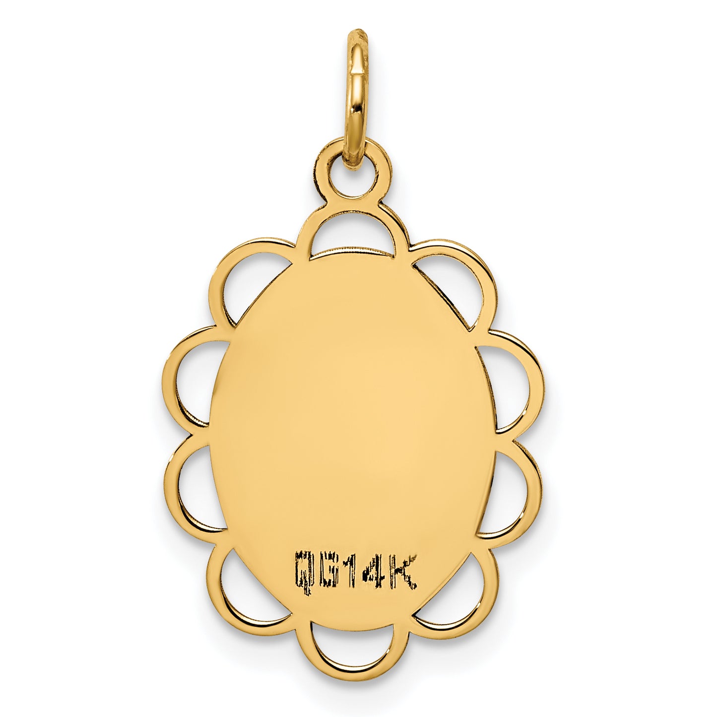 14k Yellow Gold 14k Plain .013 Gauge Engravable Flower Disc Charm