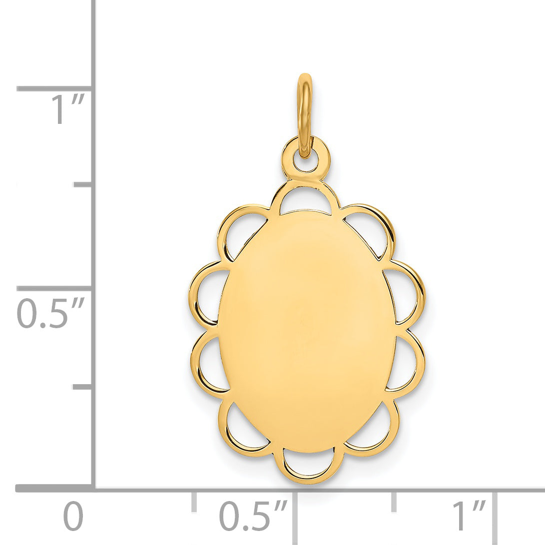 14k Yellow Gold 14k Plain .013 Gauge Engravable Flower Disc Charm