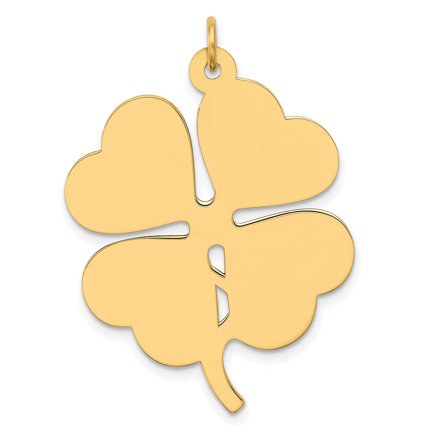 14k Yellow Gold 14k Plain .018 Gauge Engravable Clover Disc Charm