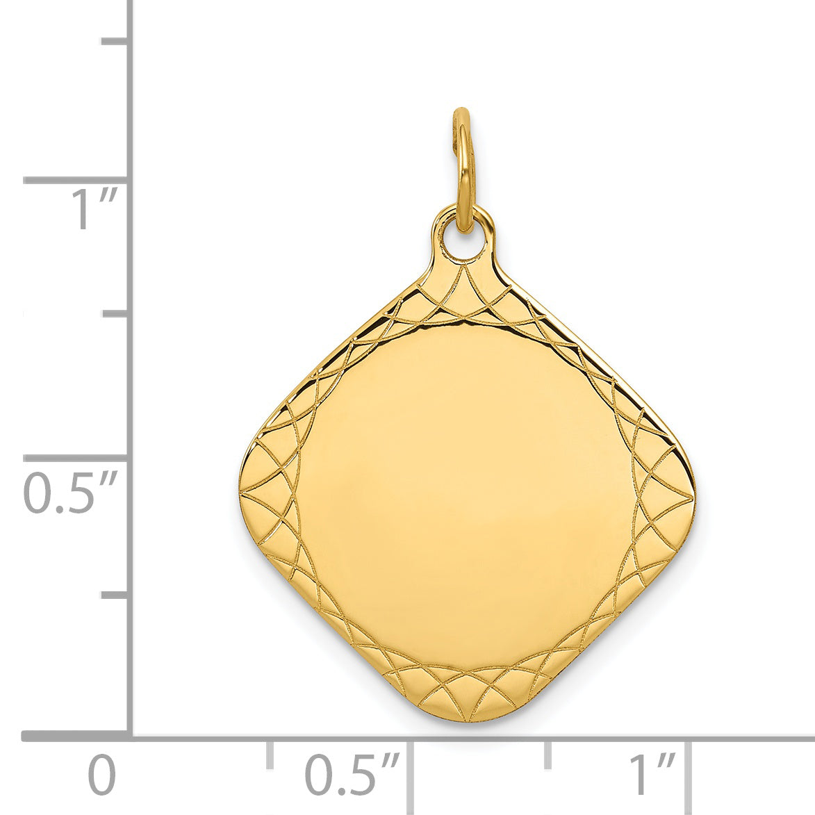 14k Yellow Gold 14k Patterned .018 Gauge Diamond-Shaped Engravable Disc Charm