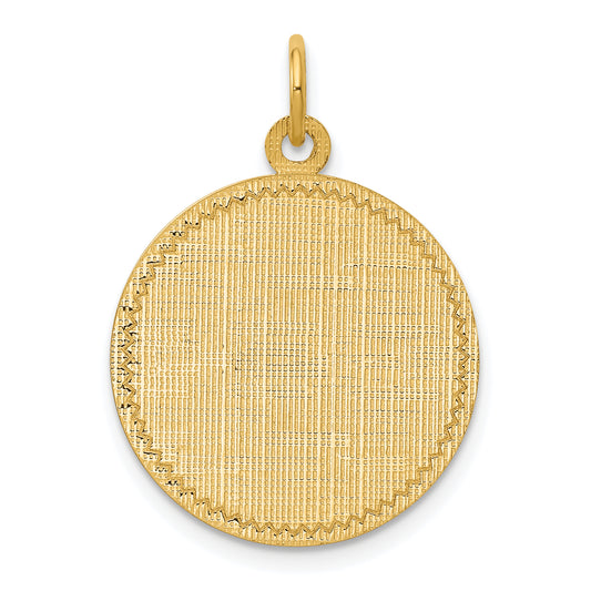 14k Yellow Gold 14k Patterned .013 Gauge Circular Engravable Disc Charm