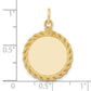 14k Yellow Gold 14k Plain .013 Gauge Circular Engravable Disc with Rope Charm